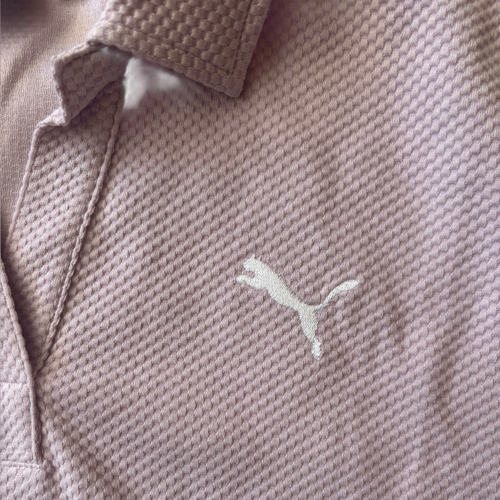 Puma Light Pink Crop Boxy Fit Polo Shirt - Picture 3 of 6